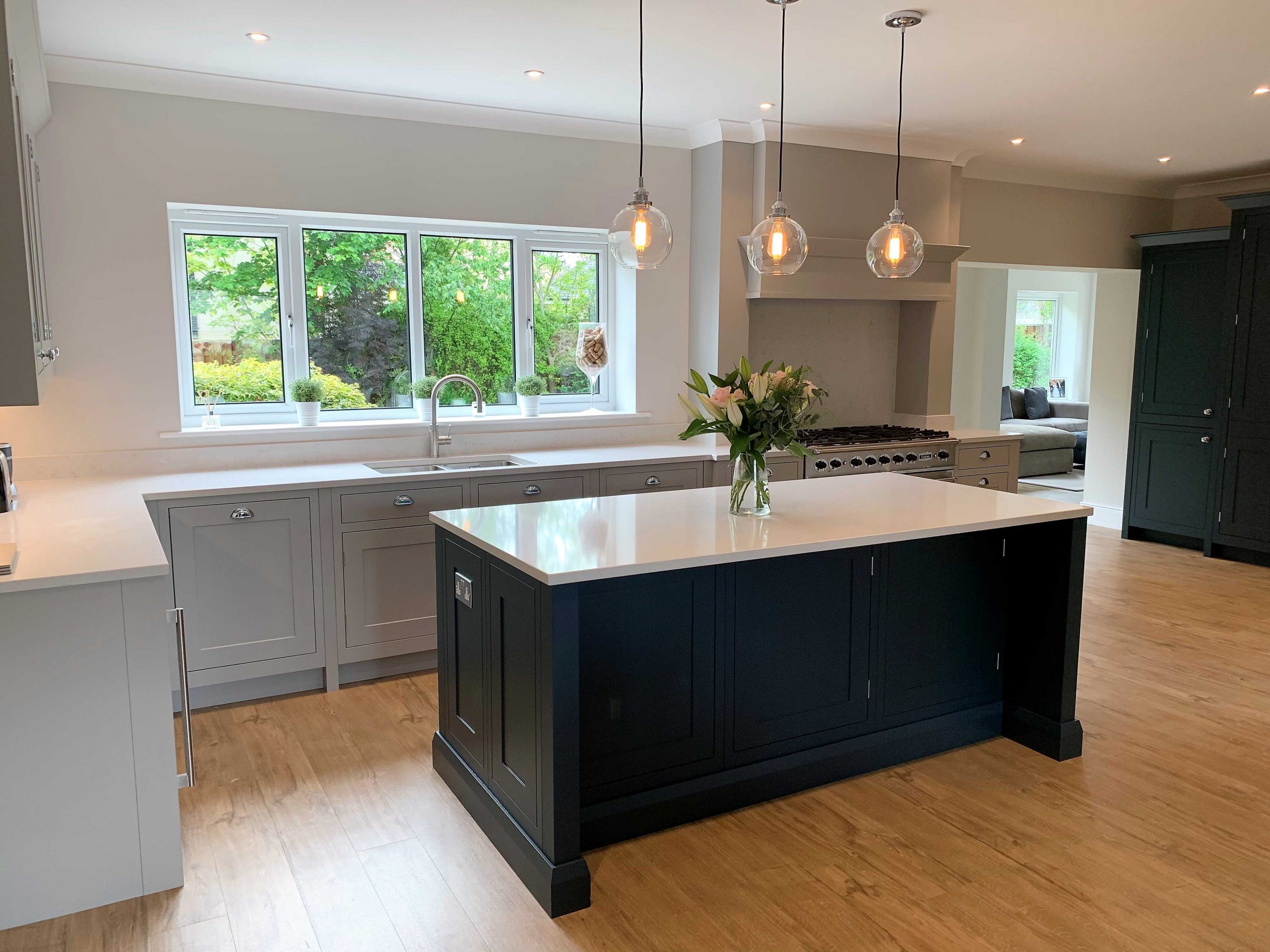 bespoke classic painted inframe shaker kitchen with island and butler’s pantry