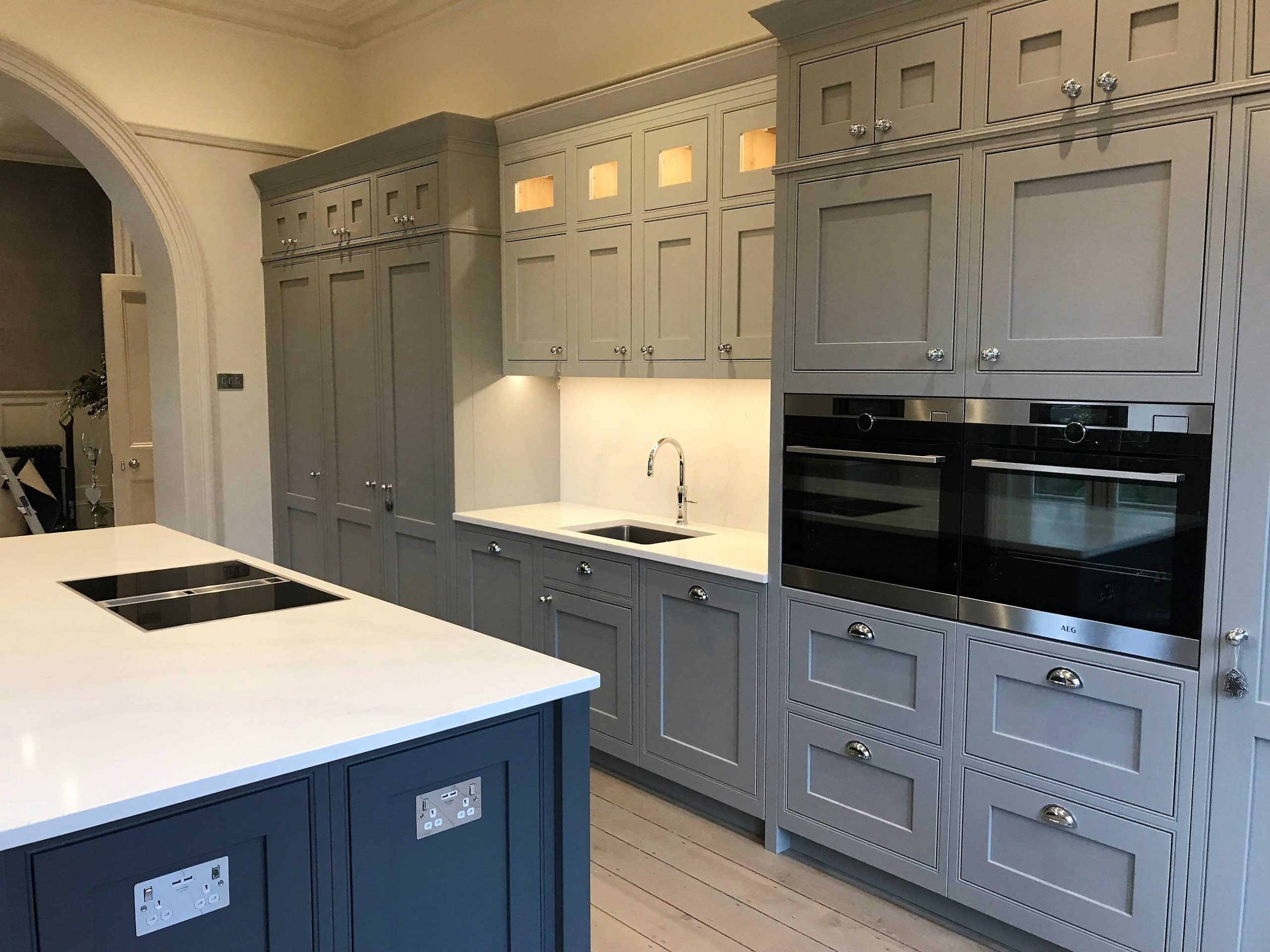 in frame extra tall lambs tongue furniture with bi fold dresser and large island to vicarage
