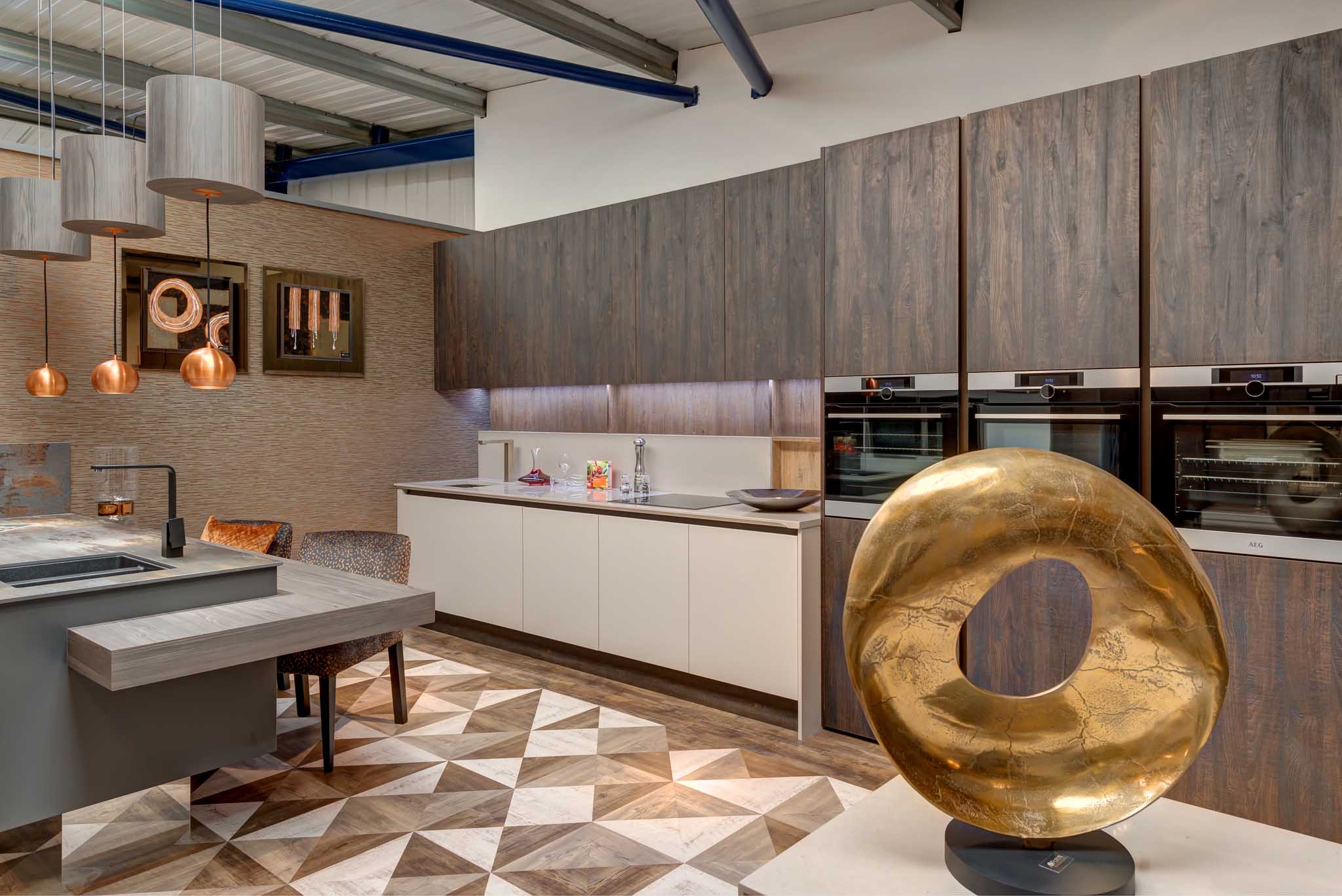pattern matched linear handleless kitchen our showroom