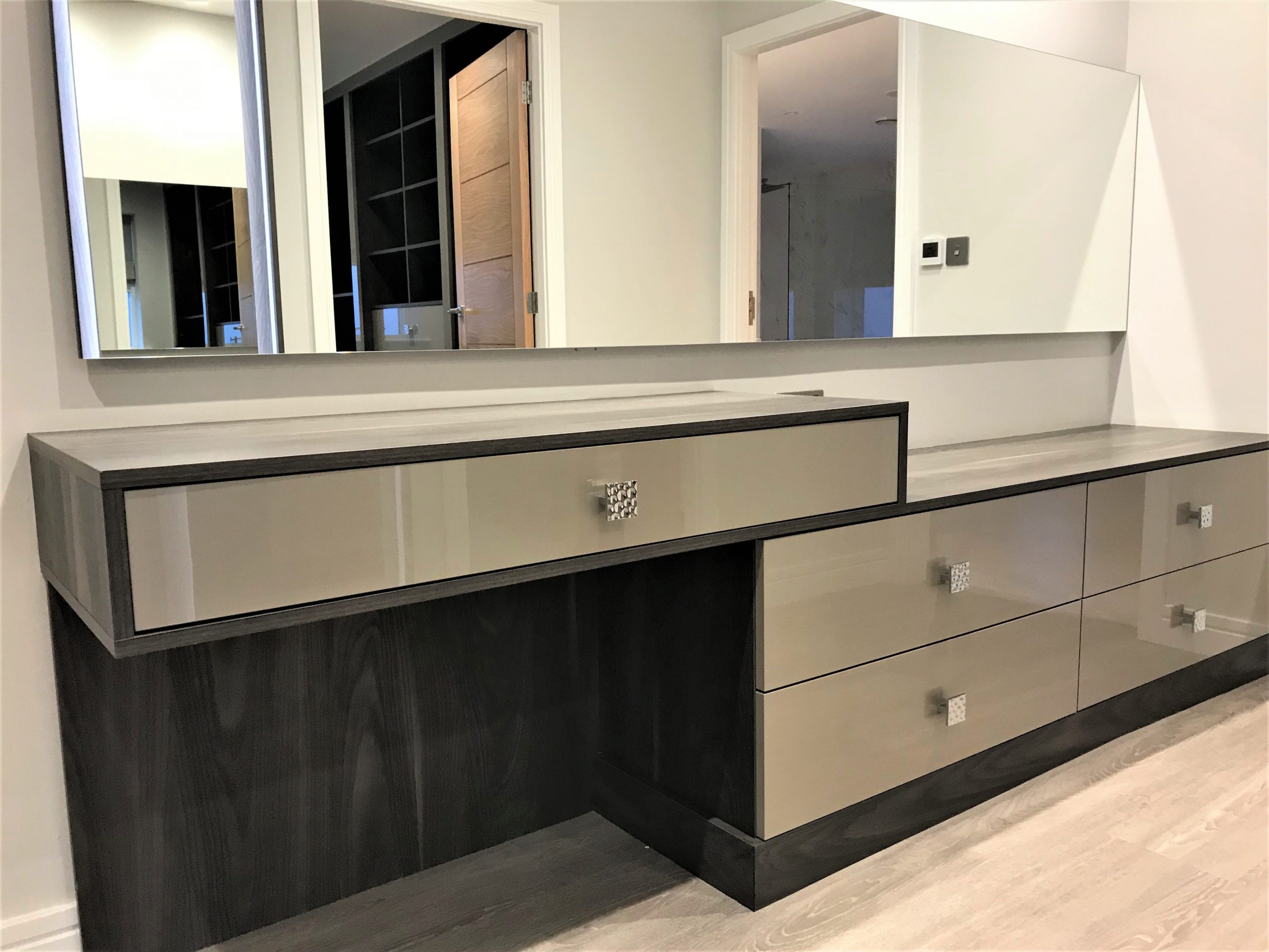 Elegant metallic champagne dressing rooms and bedrooms