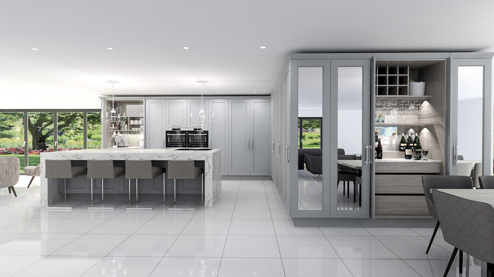 classic contemporary open plan kitchen and dining