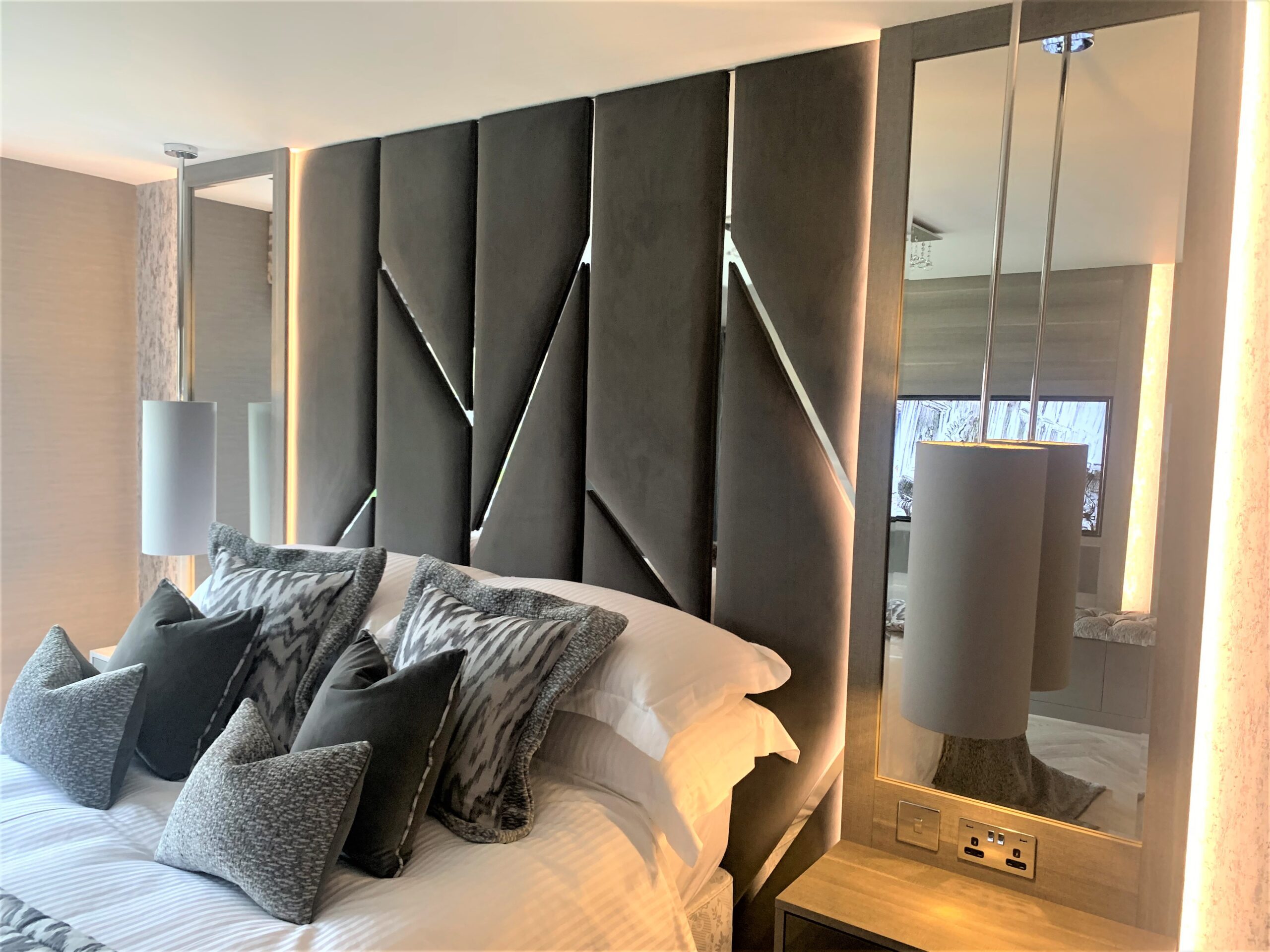 master bedroom dressing room and media wall