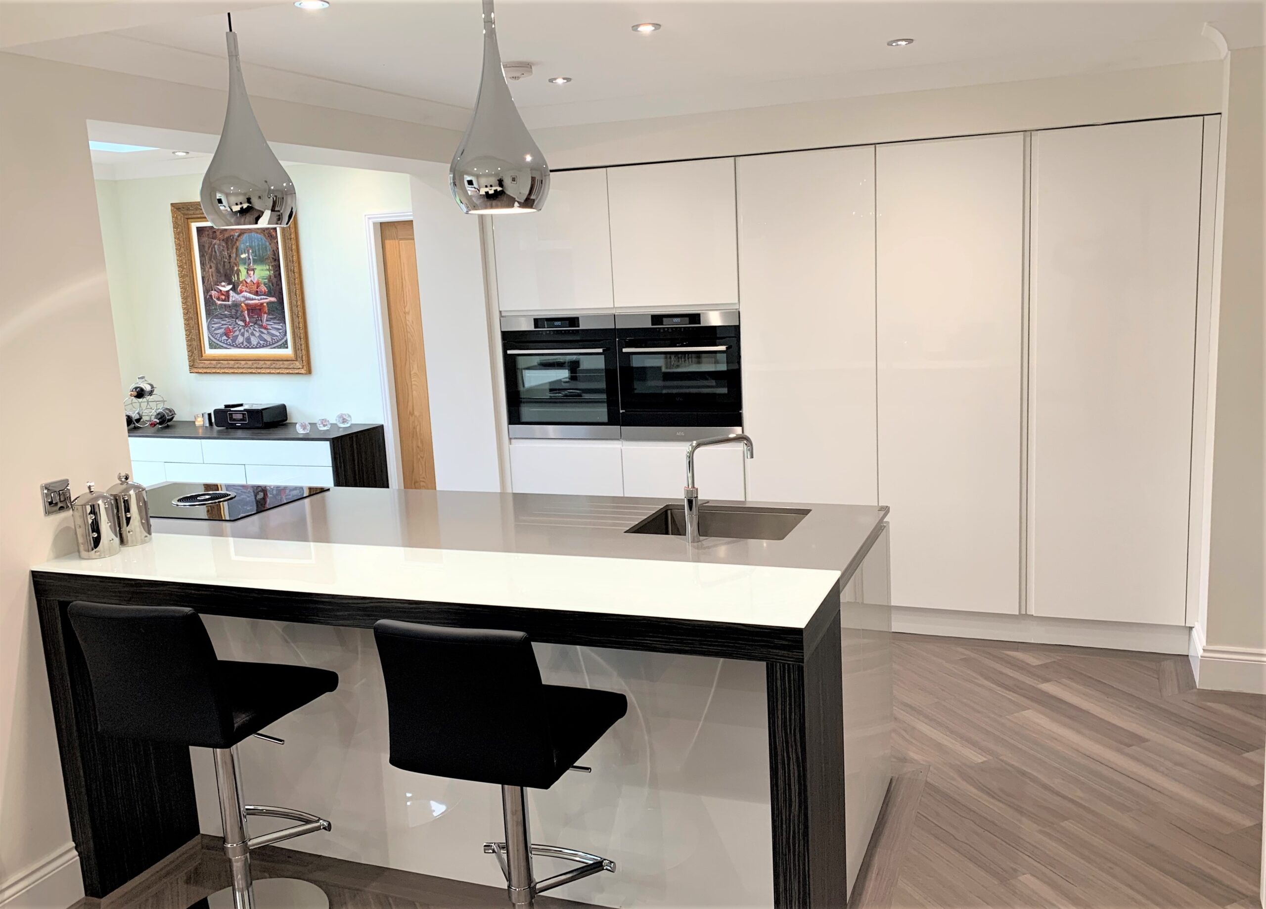 open plan living breakfasting kitchen and media furniture