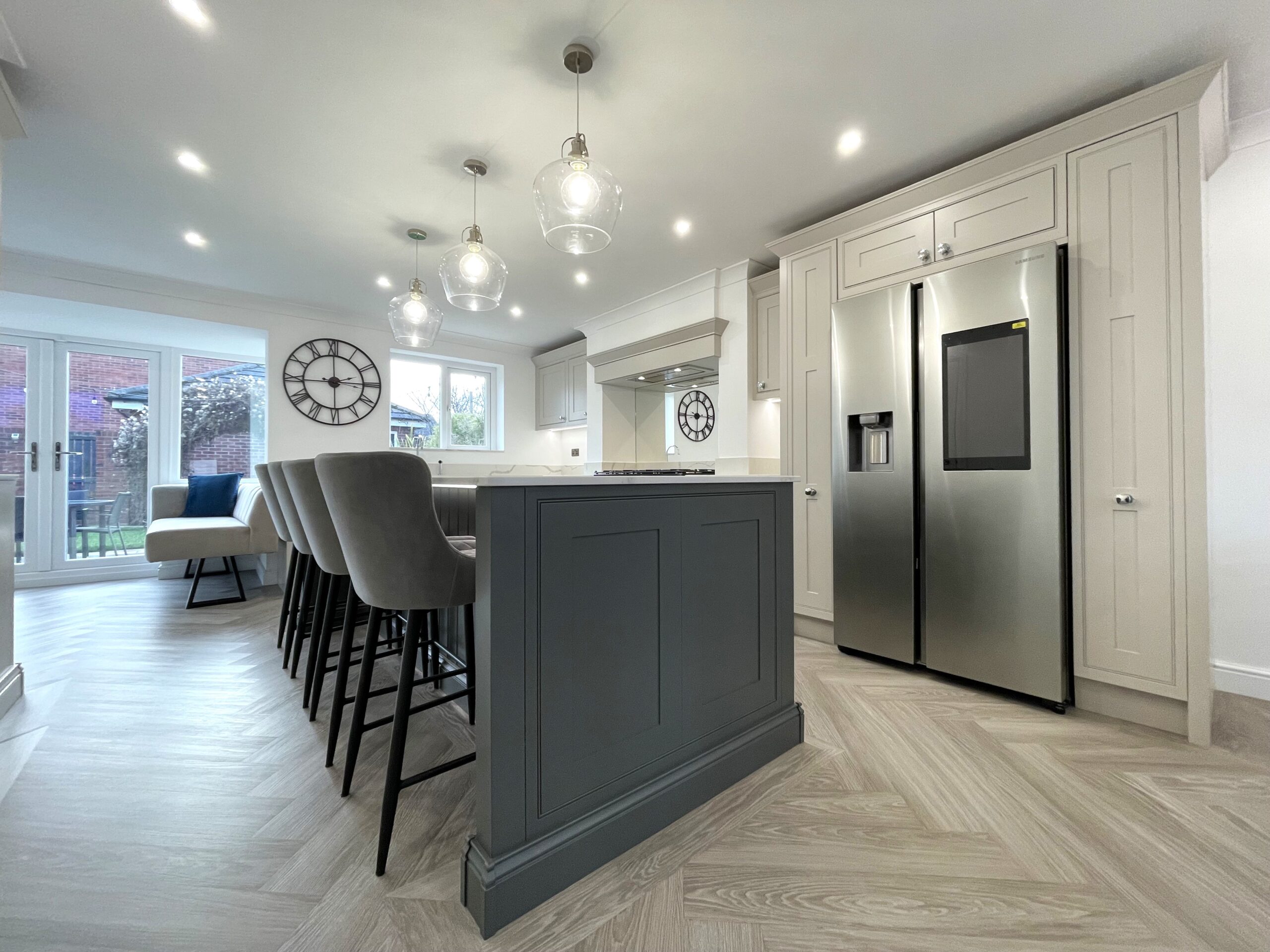 in frame shaker painted breakfasting kitchen and dresser