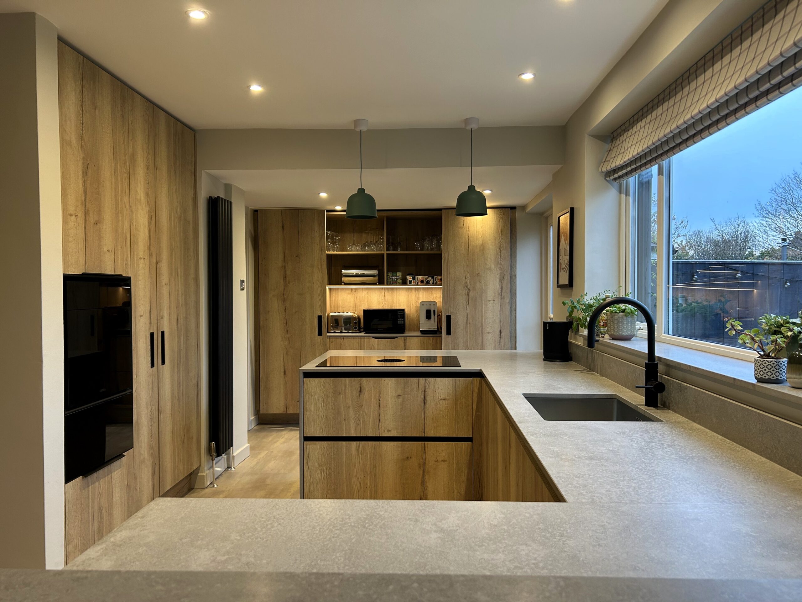 minimalist scandinavian style kitchen with pantry