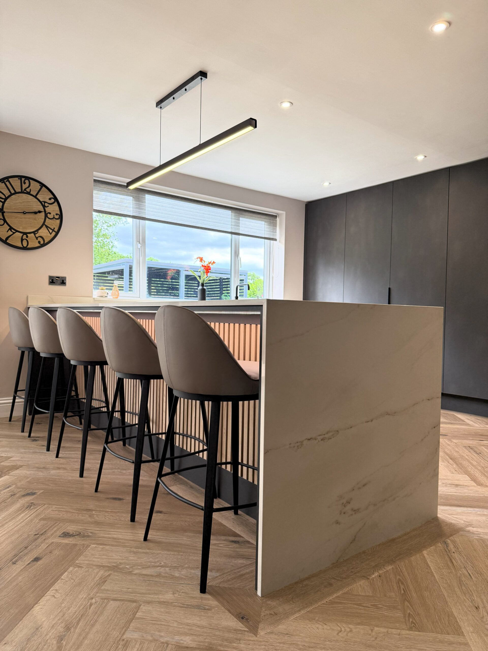 elevated living breakfasting kitchen and living space