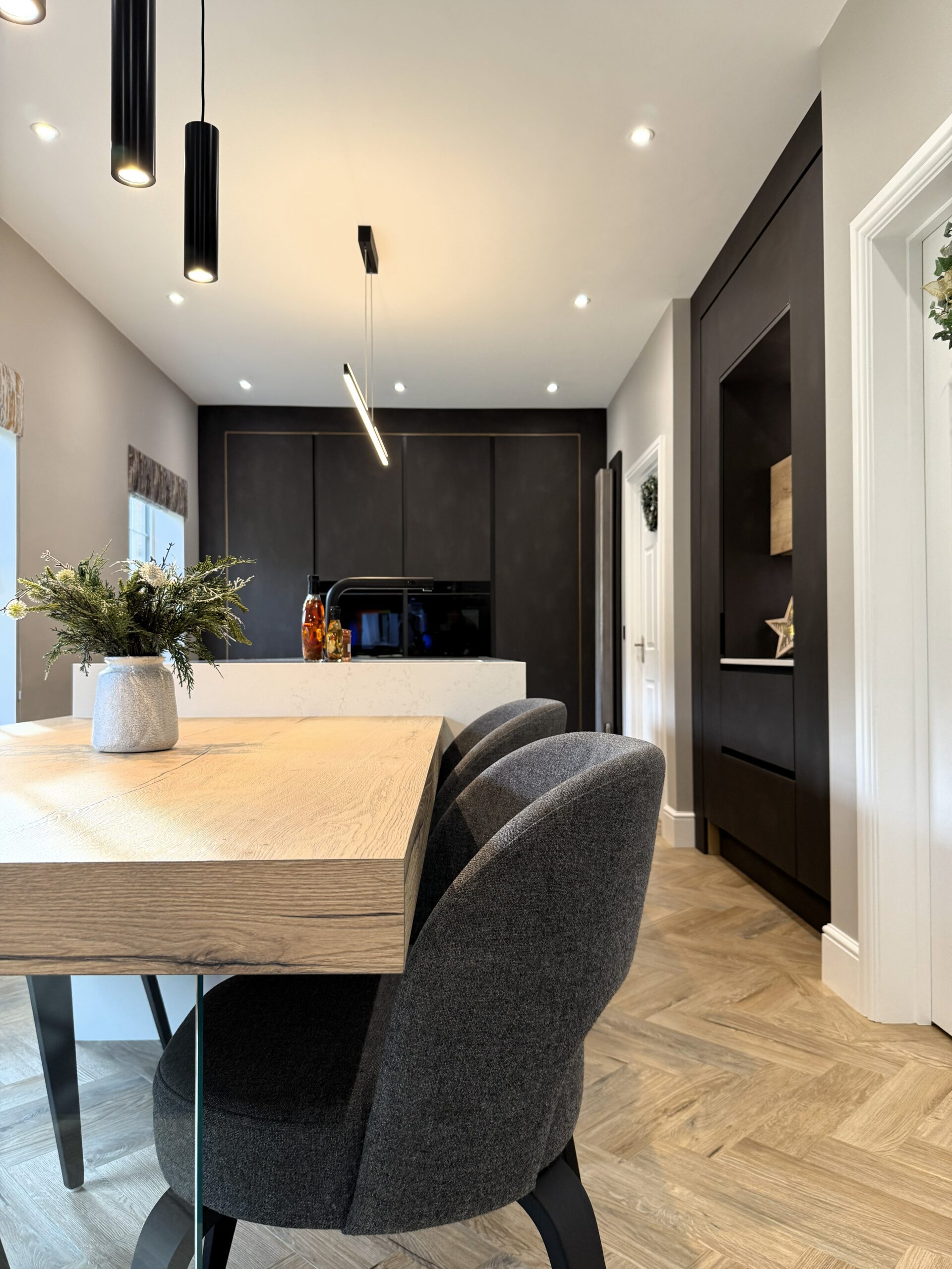reimagined contemporary kitchen dining media karndean