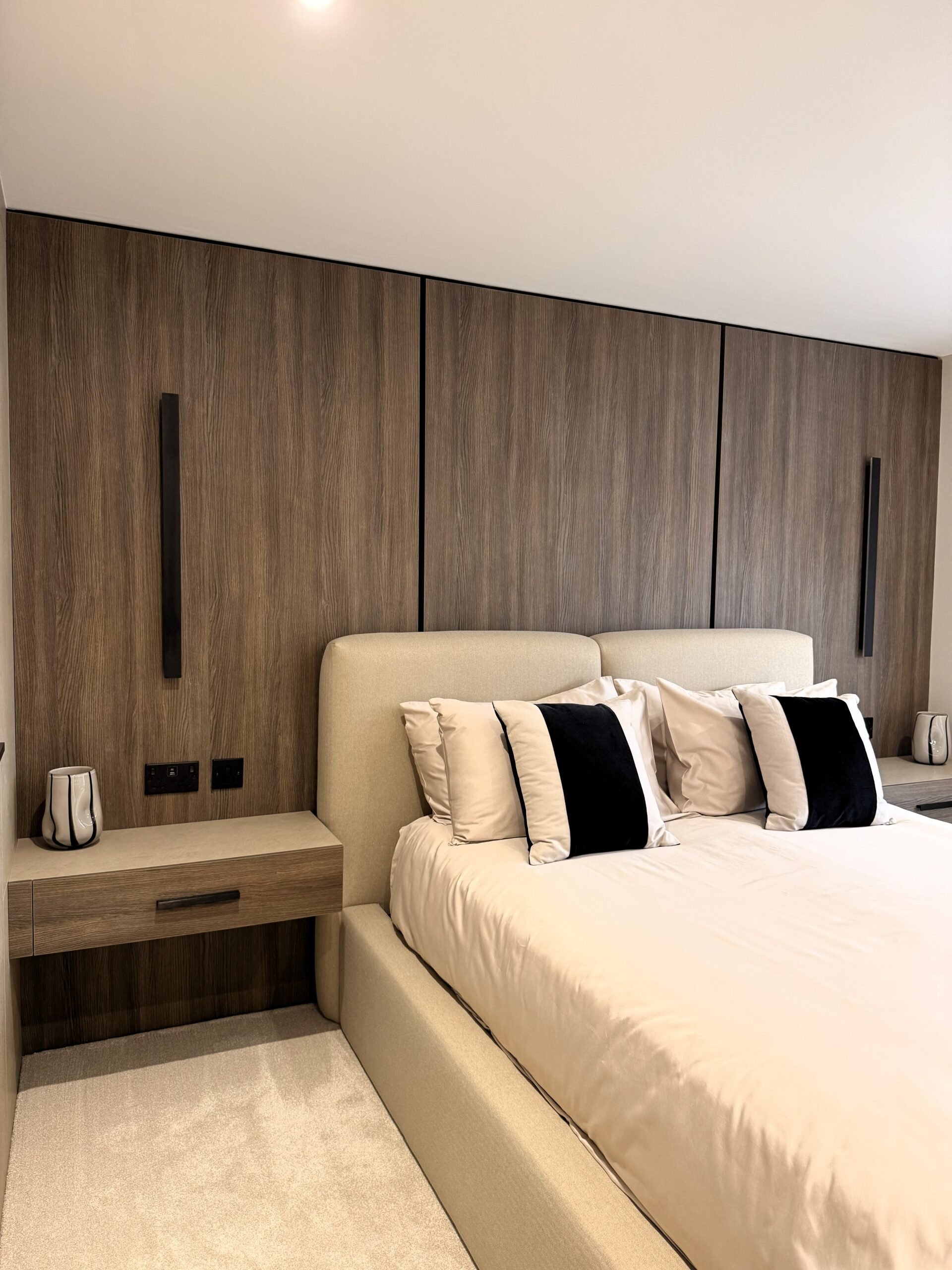 natural tone and texture bedroom dressing and media