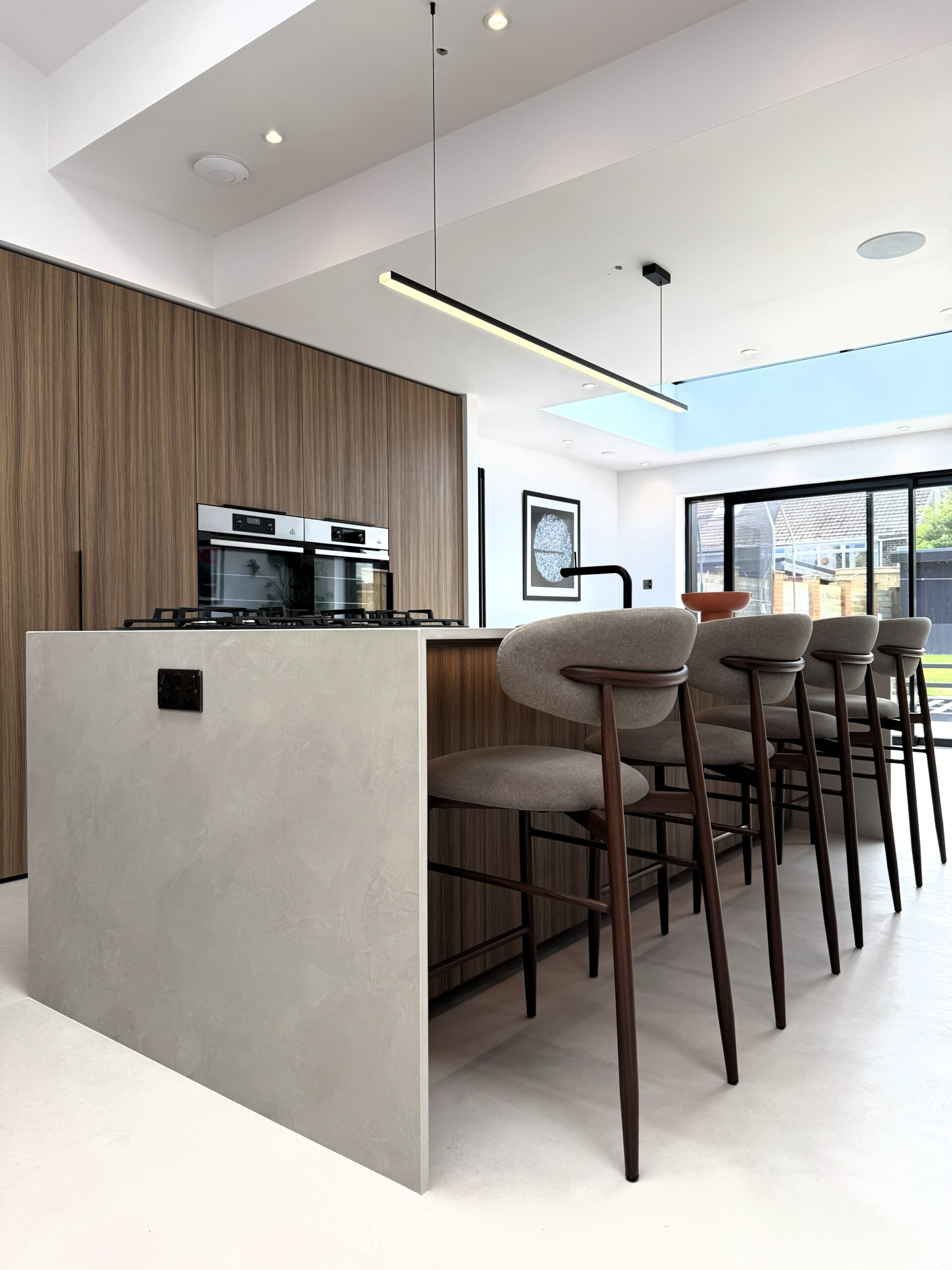 bespoke contemporary walnut breakfasting kitchen